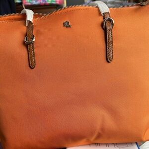 NWT Lauren Ralph Lauren Medium Keaton Canvas Tote